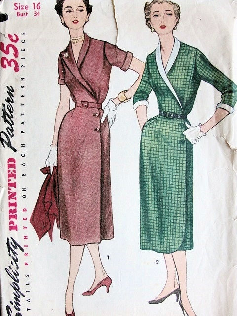 1950S VINTAGE SILM WRAP AROUND DRESS PATTERN SIMPLICITY 4405 – So Vintage Patterns