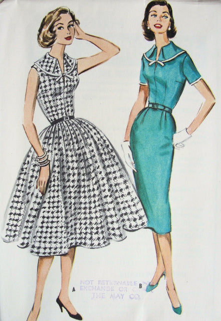 1950s SLIM or FULL SKIRTED DRESS PATTERN VERY PRETTY BODICE McCALLS 4513