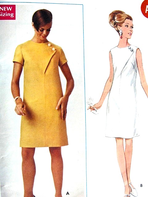 1960s STYLISH Slim Dress Pattern BUTTERICK 4702 Asymmetric Front Seam Interest Bust 36 Vintage Sewing Pattern FACTORY FOLDED