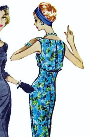 1950s Stunning Cocktail Evening Party Dress Pattern Empire Waist Blouson Ultra Slim Design McCalls 4767 Vintage Sewing Pattern Bust 32