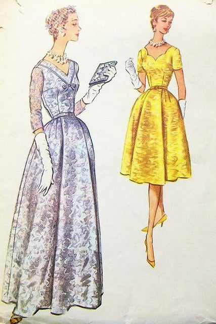 50s EVENING DRESS PATTERN 2 LENGTHS LOVELY NECKLINE STYLES McCALLS 5261