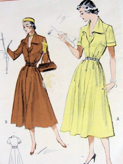 1950s FLATTERING DRESS PATTERN EASY TO WEAR, FLYAWAY COLLAR BUTTERICK 5561