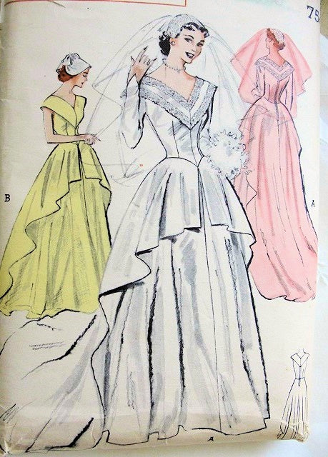 retro wedding dress patterns Simplicity 5440 Misses Vintage Sewing Pattern Check Offers for Size : Arts, Crafts & Sewing accurate bridal look with Early 1890s Wedding Gown Bodice Downloadsbased on an 1893 gown and available in four print 1950s BEAUTIFUL traditional wedding Gown
