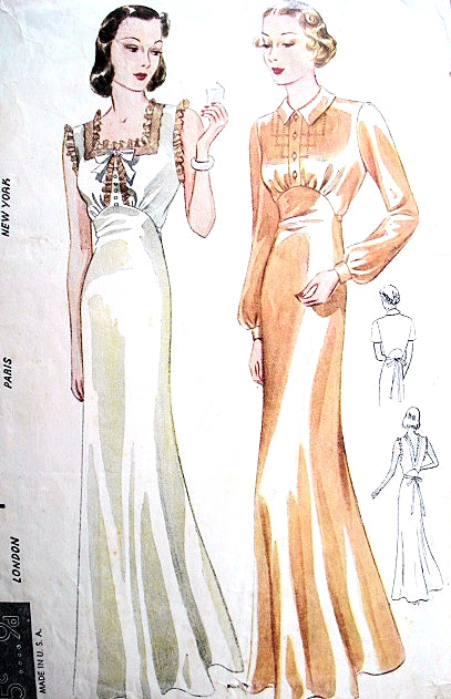 BEAUTIFUL 1930s BIAS Cut Nightgown Lingerie Pattern SIMPLICITY S611 Tw – So Vintage Patterns