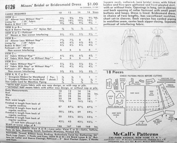 1960s Beautiful Wedding Dress Bridal Gown Pattern Portrait or Sweetheart Neckline, Bridesmaid Version Included McCalls 6126 Vintage Sewing Pattern Bust 31 UNCUT FACTORY FOLDED
