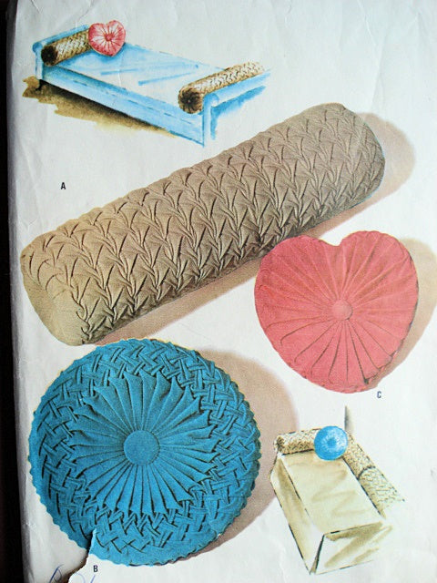 MID CENTURY Vintage SMOCKED Pillows Cushion Covers Pattern McCalls 6259 HEART,ROUND,BOLSTER Vintage Craft Smocking Sewing Pattern UNCUT