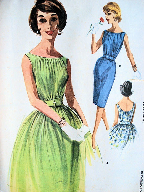 1960s BEAUTIFUL Cocktail Party Dress Pattern McCALLS 6276 Slim or Full Skirt Eye Catching Shirred Bodice Vintage Sewing Pattern