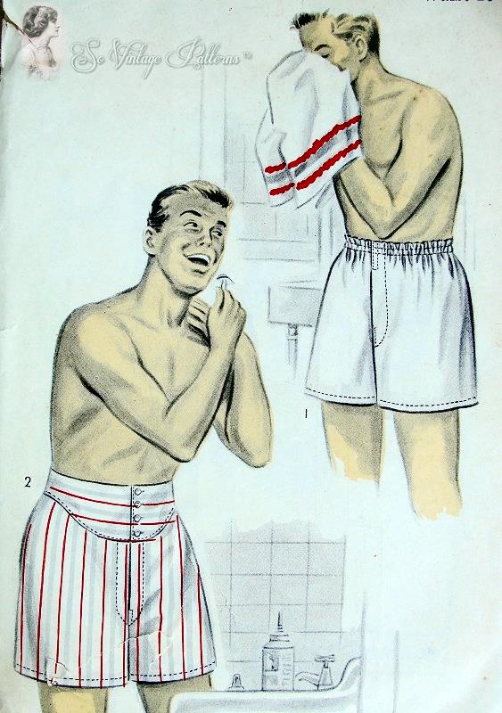 1950s Vintage Gentlemens Boxer Shorts Pattern Advance 6810 Two Styles Regular and Frenchback Version Waist 28-30
