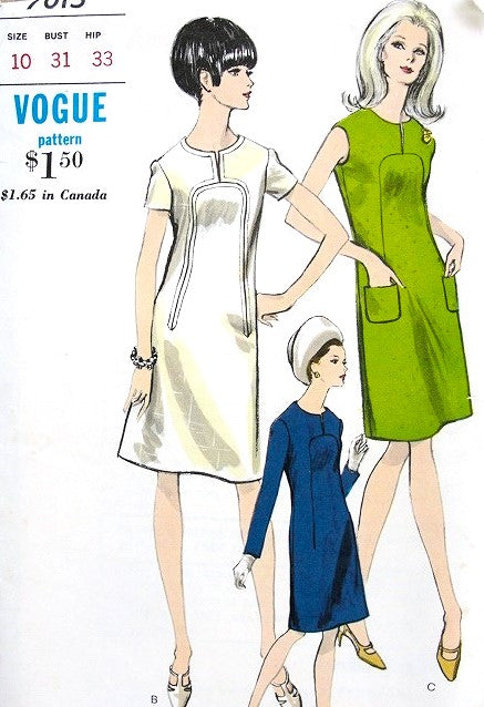 1960s MOD A Line Dress Pattern VOGUE 7015 Curved Seam Interest, Easy E – So Vintage Patterns