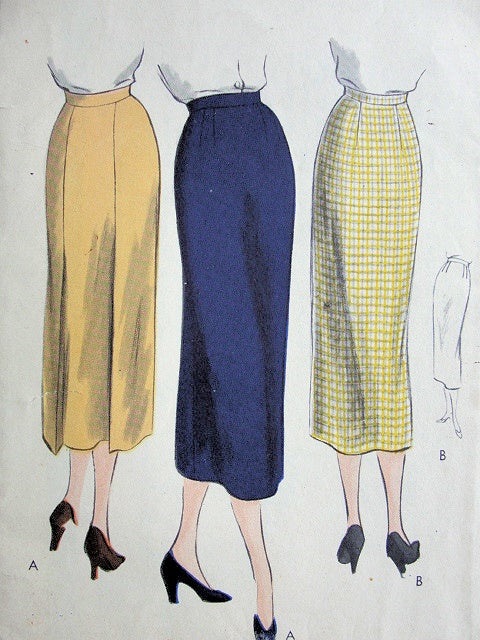 1950 CLASSY Slim Skirt Pattern VOGUE 7021 Two Easy To Make Styles Waist 30 or 32 Vintage Sewing Pattern