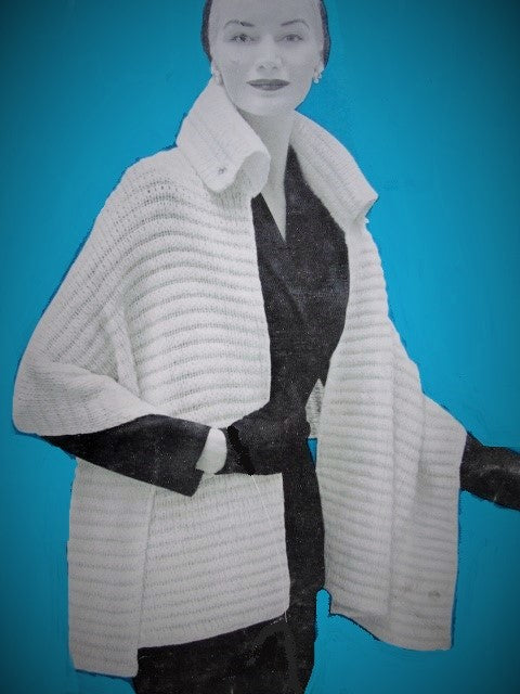 1950s Elegant Wing Collared Stole Wrap PDF Knitting and Crochet Pattern