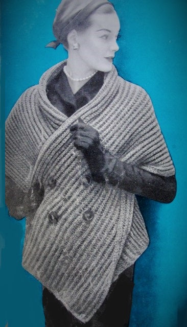 INSTANT DOWNLOAD Pattern 1950s Elegant Stole Wrap PDF Knitting and Crochet Pattern Front Button Stole
