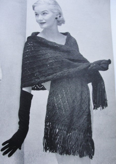 Instant Download Pattern 1950s Beautiful Lace Stole Wrap PDF Knitting Pattern Perfect For Daytime or Evening
