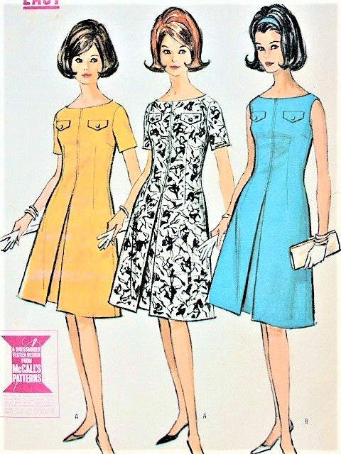 1960s FLATTERING Dress Pattern McCALLS 7189 Lightly Fitted and Flared Proportioned Dress EASY To Sew Bust 32 Vintage Sewing Pattern