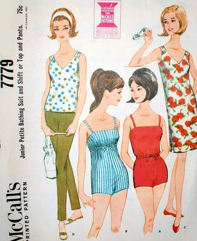 60s Barbie Style Bathing Suit Beach Wear Pattern McCalls 7779 Vintage – So Vintage Patterns