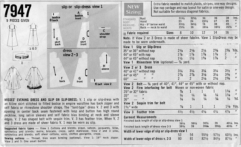 Mod 60s Evening Party Slip Dress Pattern Tent Sheer Over Dress Cocktail Dress Simplicity 7947 Vintage Sewing Pattern UNCUT Bust 38