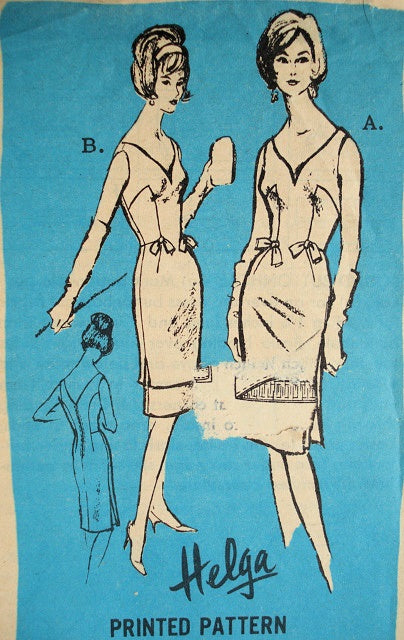 60s DESIGNER COCKTAIL DRESS PROMINENT DESIGNER PATTERN HELGA
