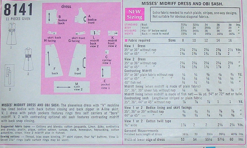 60s Evening Cocktail Party Sun Dress Pattern Simplicity 8141 Three Versions 2 Bare Midriff Disco Styles Plus Obi Sash Vintage Sewing Pattern UNCUT Bust 36