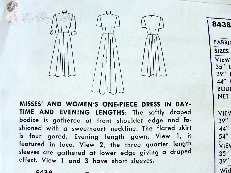 1950s STUNNING Evening Gown Cocktail Party Dress Pattern SIMPLICITY 8438 Draped Sweetheart Neckline Evening or Cocktail Length Bust 34 Vintage Sewing Pattern