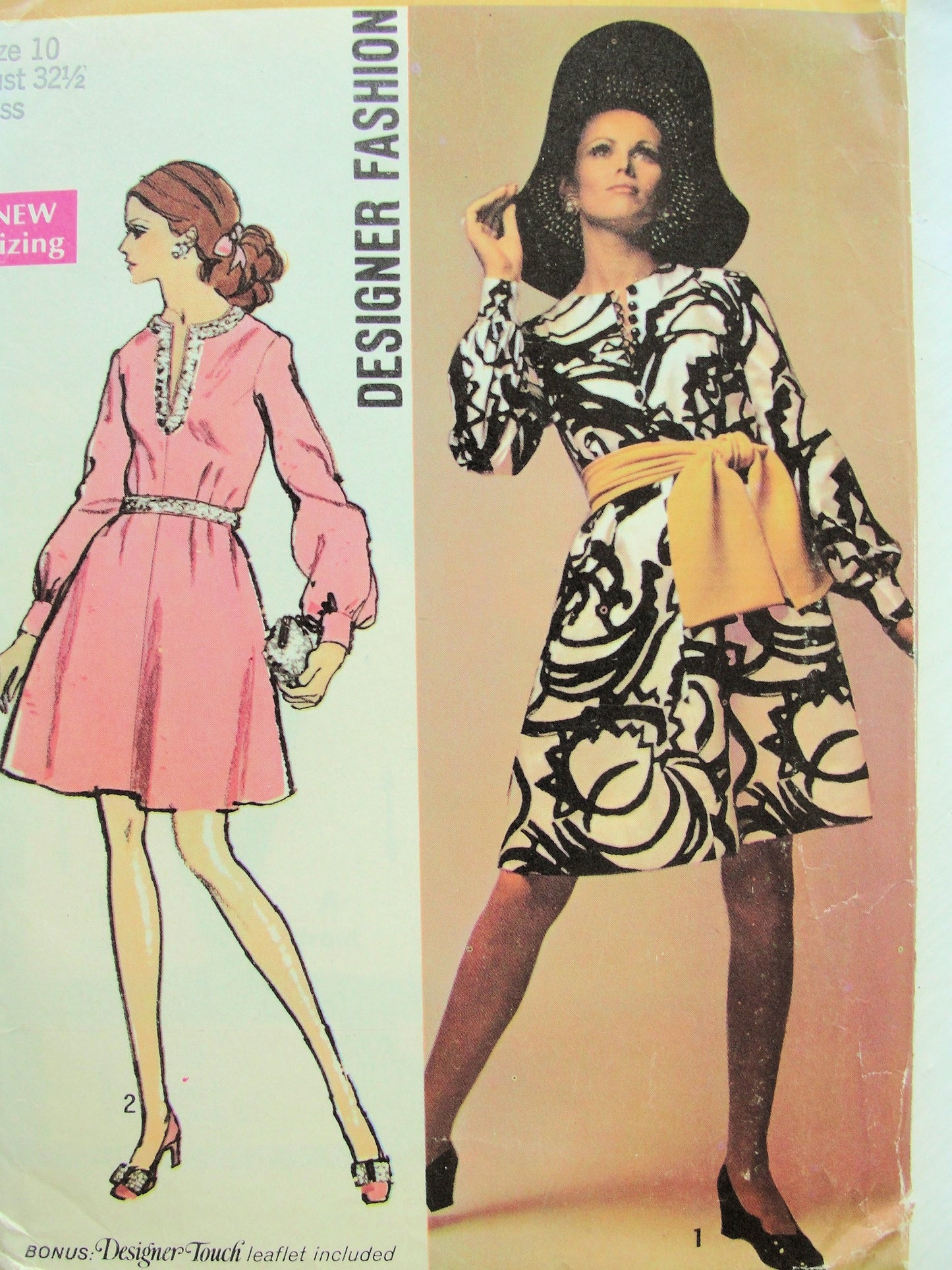 1960s FLATTERING Day or Party Dress Pattern SIMPLICITY 8593 Designer Fashion Two Lovely Versions Bust 32 Vintage Sewing Pattern