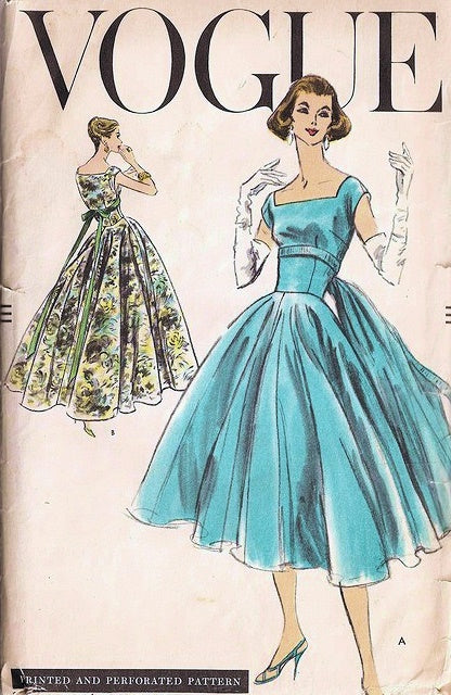 1950s Beautiful Cocktail Dress Evening Gown Pattern Vogue 8991 Fitted – So Vintage Patterns
