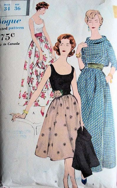 50s EVENING BLOUSE,OVERBLOUSE,SKIRT, CUMMERBUND PATTERN VOGUE 9655