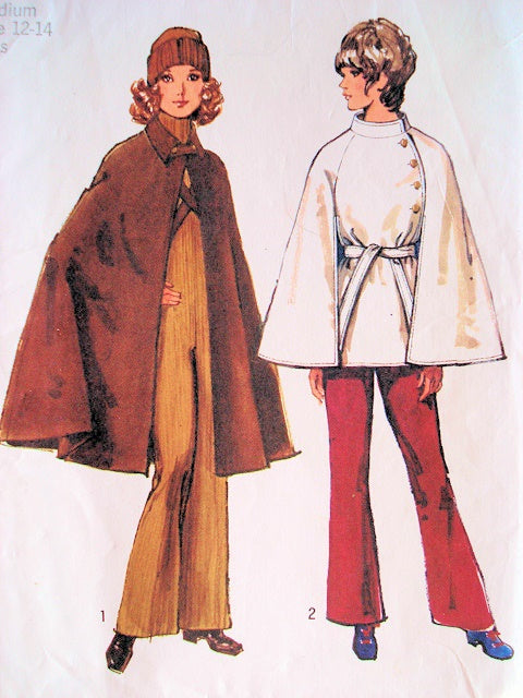 1970s Cape Coats Pattern Unlined Cape or Lined Short Cape ELEGANT Styles Simplicity 9669 Vintage Sewing Pattern