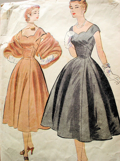 1950s STUNNING Evening Party Dress Pattern McCALLS 9827 Beautiful Neck – So Vintage Patterns