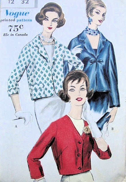 1960s VOGUE 9962 JACKETS PATTERN 3 CLASSY STYLES
