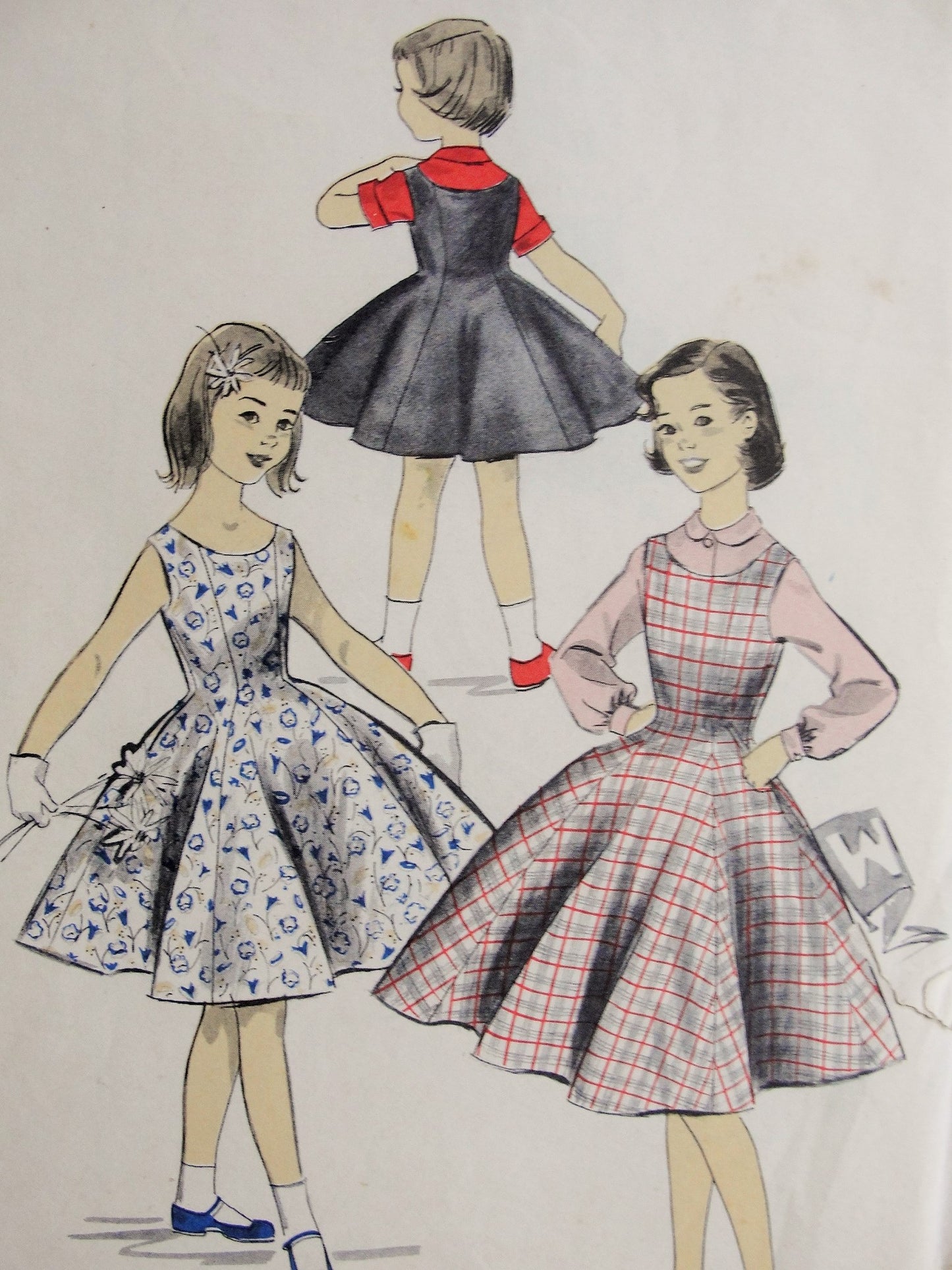 Vintage 1950s PRETTY Childs Blouse and Jumper or Dress Advance 8102 Chest 26 Sewing Pattern