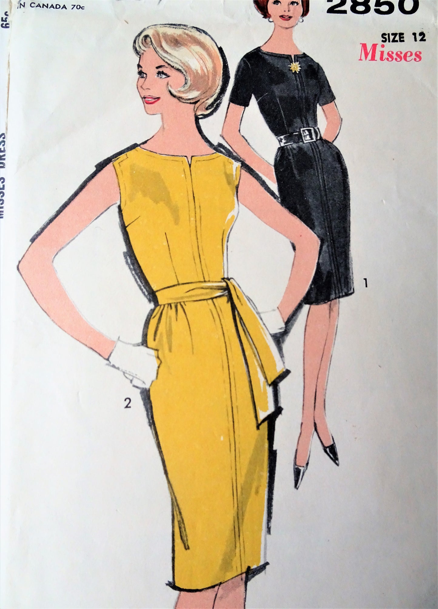 CLASSY 1960s Slim Dress Pattern ADVANCE 2850 Day or Evening, 2 Versions, Easy To Sew, Bust 32 Vintage Sewing Pattern