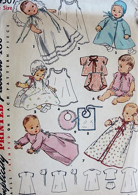1950s Vintage INFANTS LAYETTE Simplicity 4507 Sewing Pattern