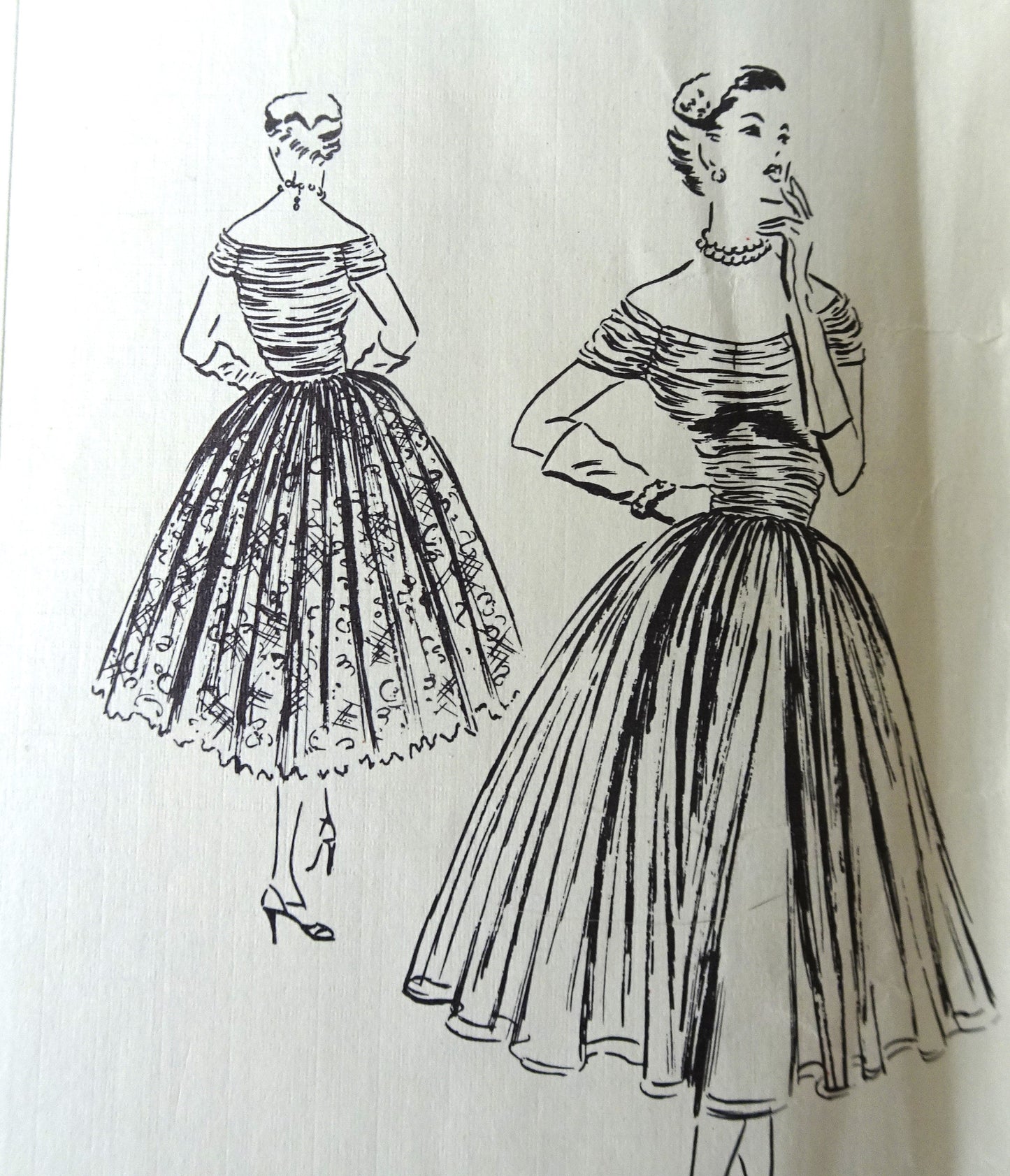 50s GORGEOUS Evening Cocktail Party Dress Pattern VOGUE COUTURIER Design 677 Romantic Draped Bodice Vintage Sewing Pattern