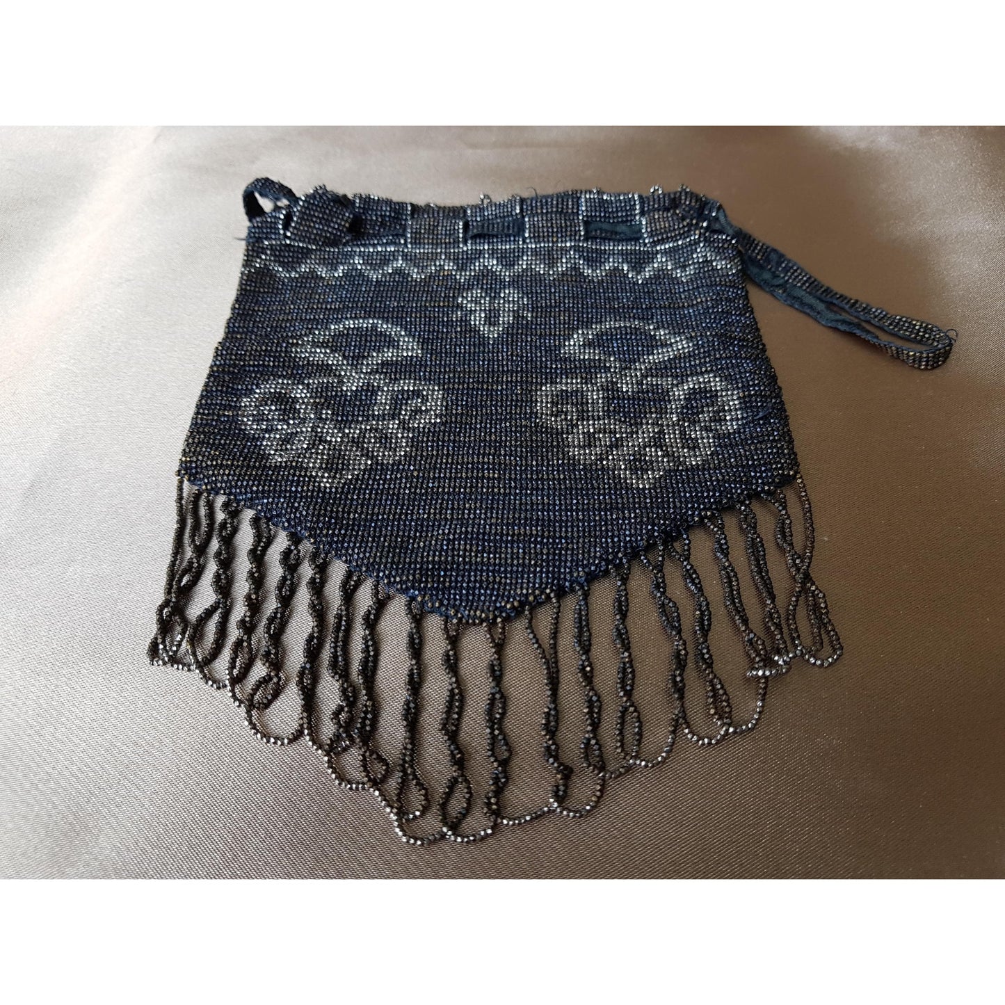 GORGEOUS 1920s Art Deco FRENCH Metal Beaded Purse Bag Lovely Micro Beads Shimmering Silver Gold Flapper Era Collectible Antique Purses