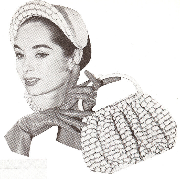 INSTANT PDF PATTERN Vintage 1950s Crochet Pattern Lovely Crocheted Vintage Hat, Purse, Bag Mid Century Style