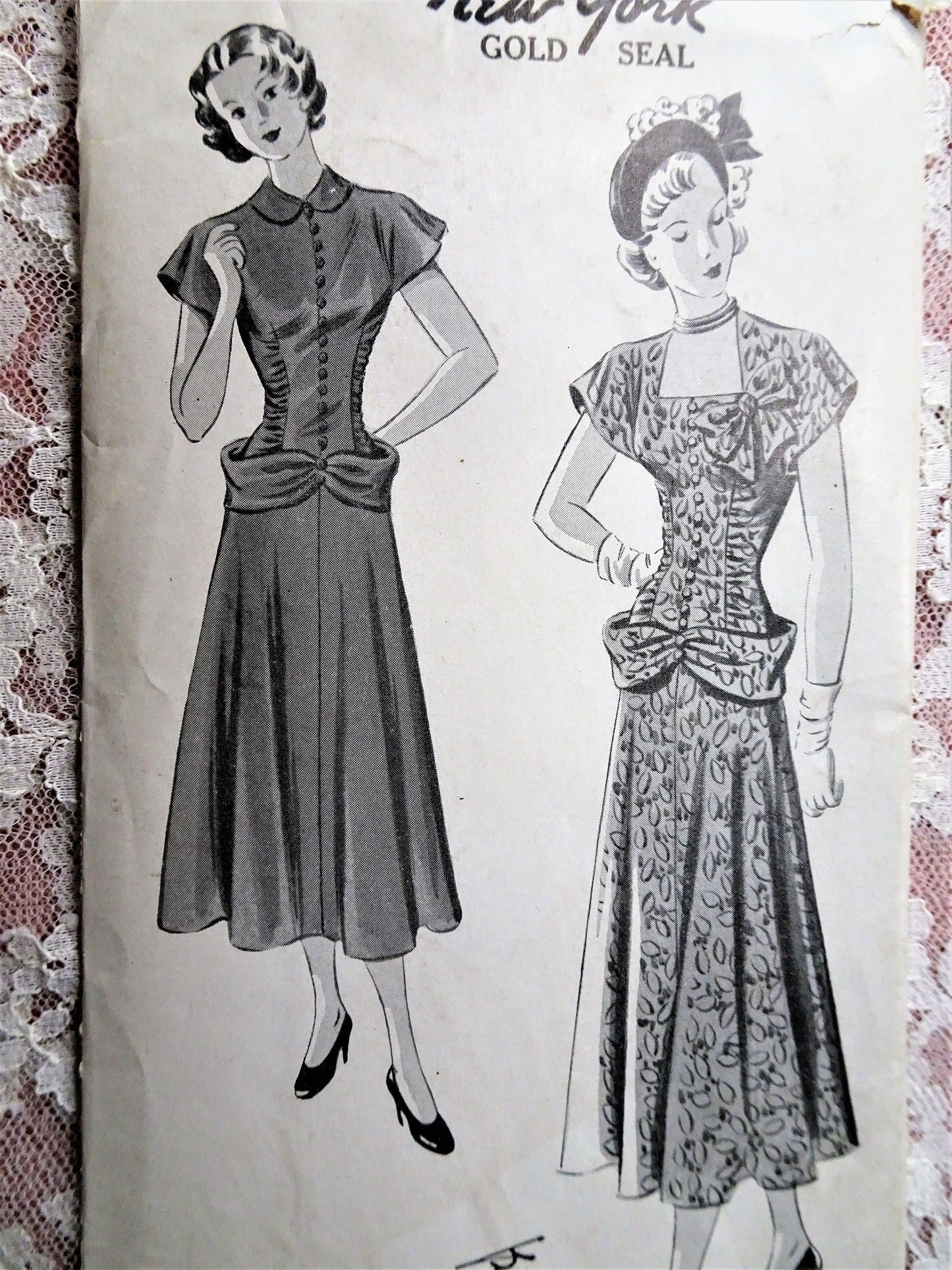 1940s STUNNING Cocktail Party Dress Pattern NEW YORK 520 Louise Scott Designed 2 UNIQUE Dress Styles, Bust 34 Vintage Sewing Pattern FACTORY FOLDED