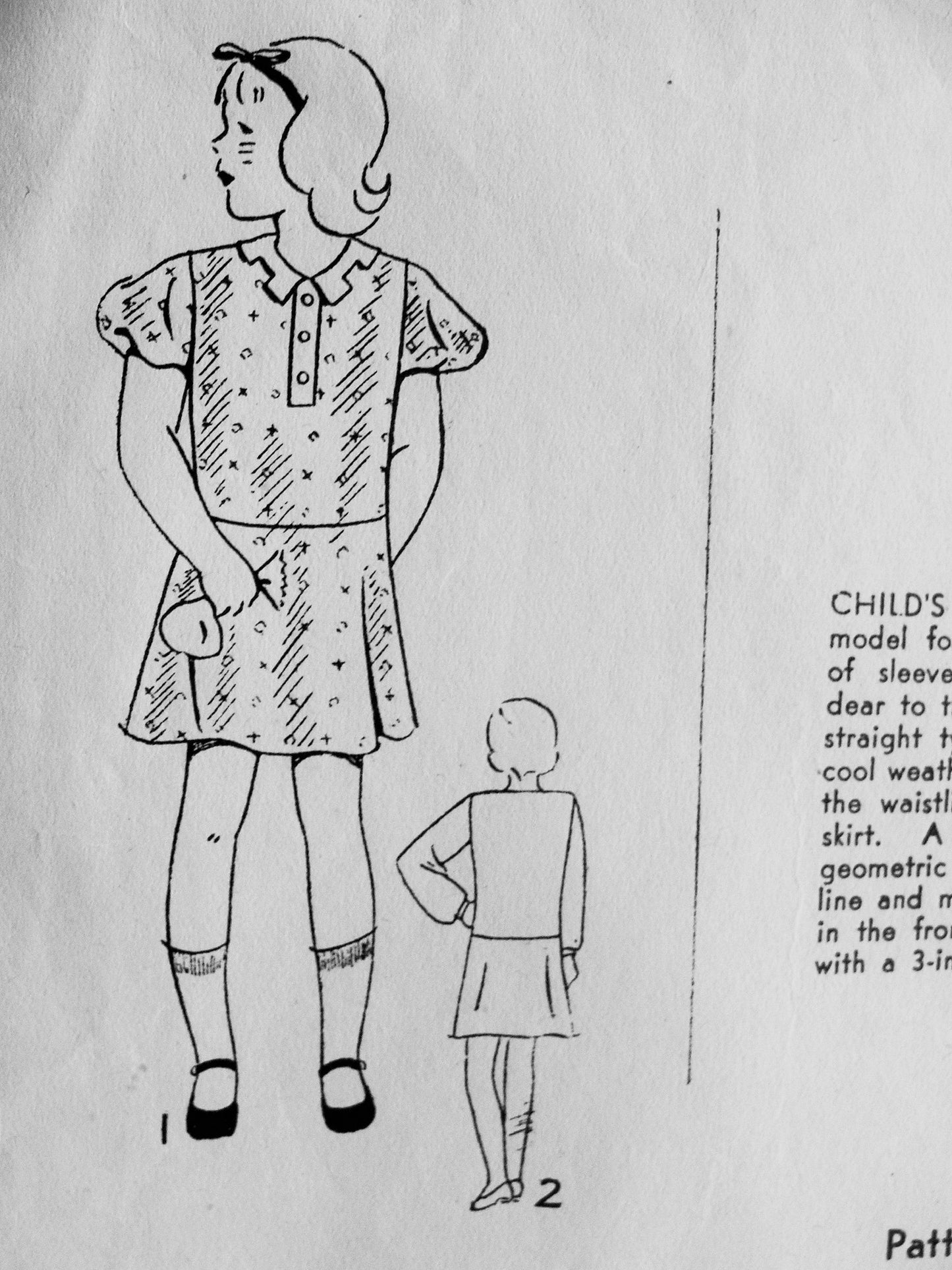 Vintage 1930s PRETTY Childs Dress with Puff or Straight Sleeves Superior Pattern 571 Sewing Pattern