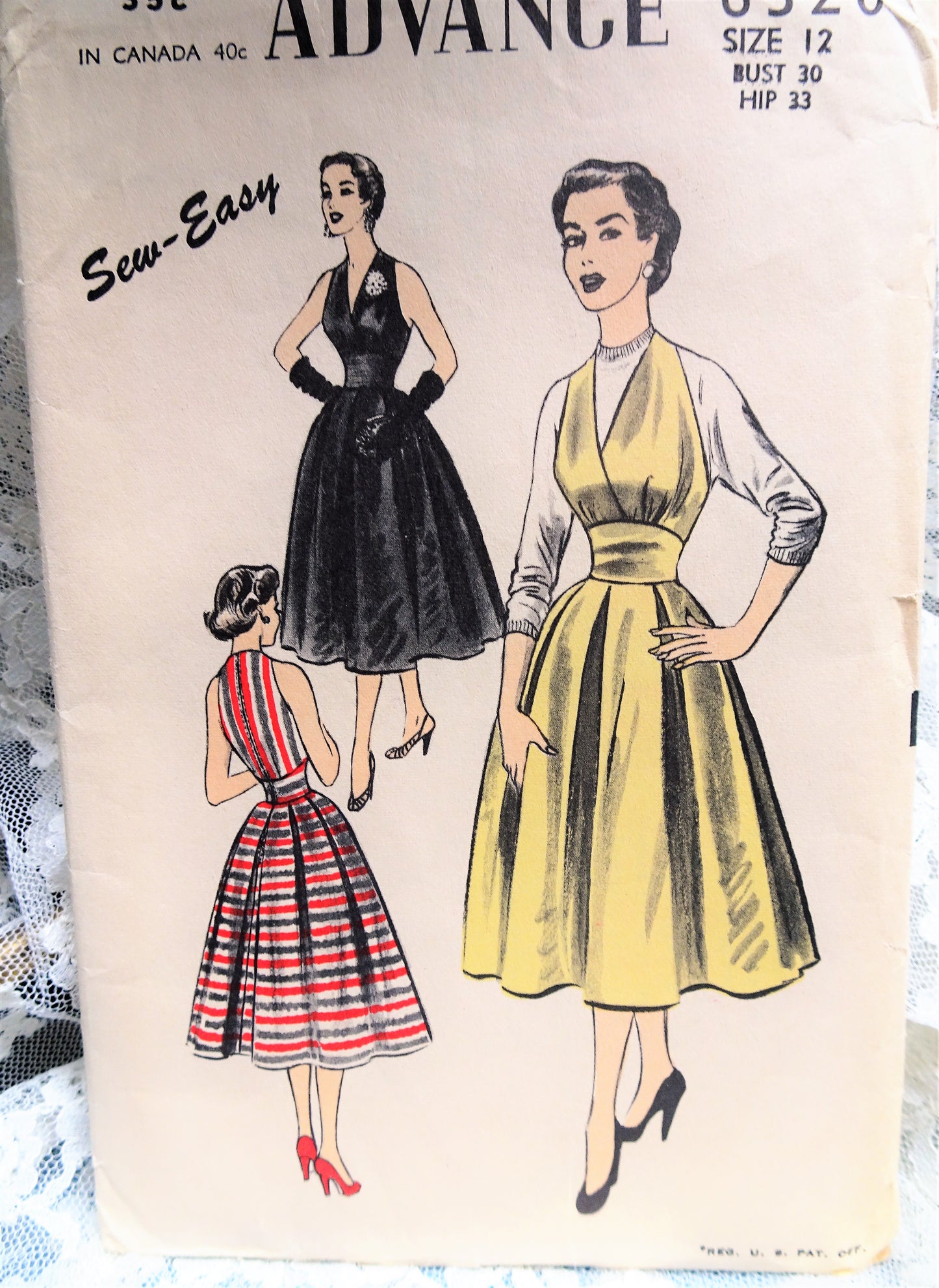 1950s BEAUTIFUL Halter Dress or Jumper Pattern ADVANCE 6320 Very Marilyn Monroe Evening Party Dress Bust 30 Sew Easy Vintage Sewing Pattern