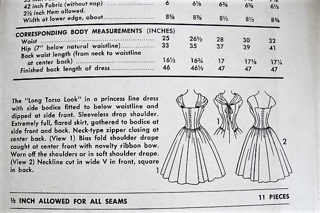 1950s BEAUTIFUL Draped Shoulder Princess Line Cocktail Party Evening Dress Pattern ADVANCE 6993 Two Lovely Styles Special Ocassion Dress Bust 30 Vintage Sewing Pattern FACTORY FOLDED