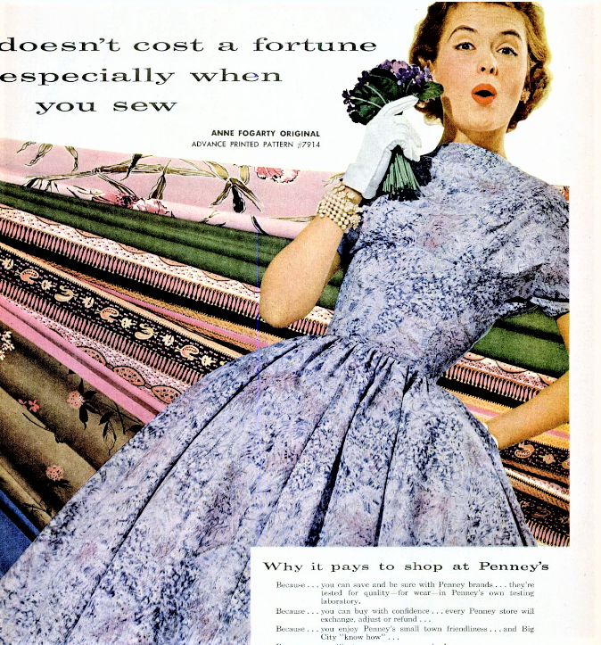 1950s ANNE FOGARTY Evening Party Dress Pattern ADVANCE American Designer 7914 Very Full Voluminous Skirt, Princess Seam Bodice, Fit and Flare Style Bust 30 Vintage Sewing Pattern UNCUT