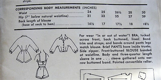 1950s BOMBSHELL Bathing Suit Swimsuit Pattern ADVANCE 8019 PinUp Style BeachWear Play Suit Swimming Suit, Shirt Bra Top High Waist Shorts Bust 30 Vintage Sewing Pattern FACTORY FOLDED