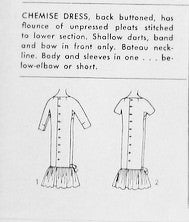 1950s FLIRTY Chemise Day or Cocktail Party Dress Pattern ADVANCE 8744 Slim With Low Flounce Bateau Neckline Button Back Dress Bust 32 Vintage Sewing Pattern