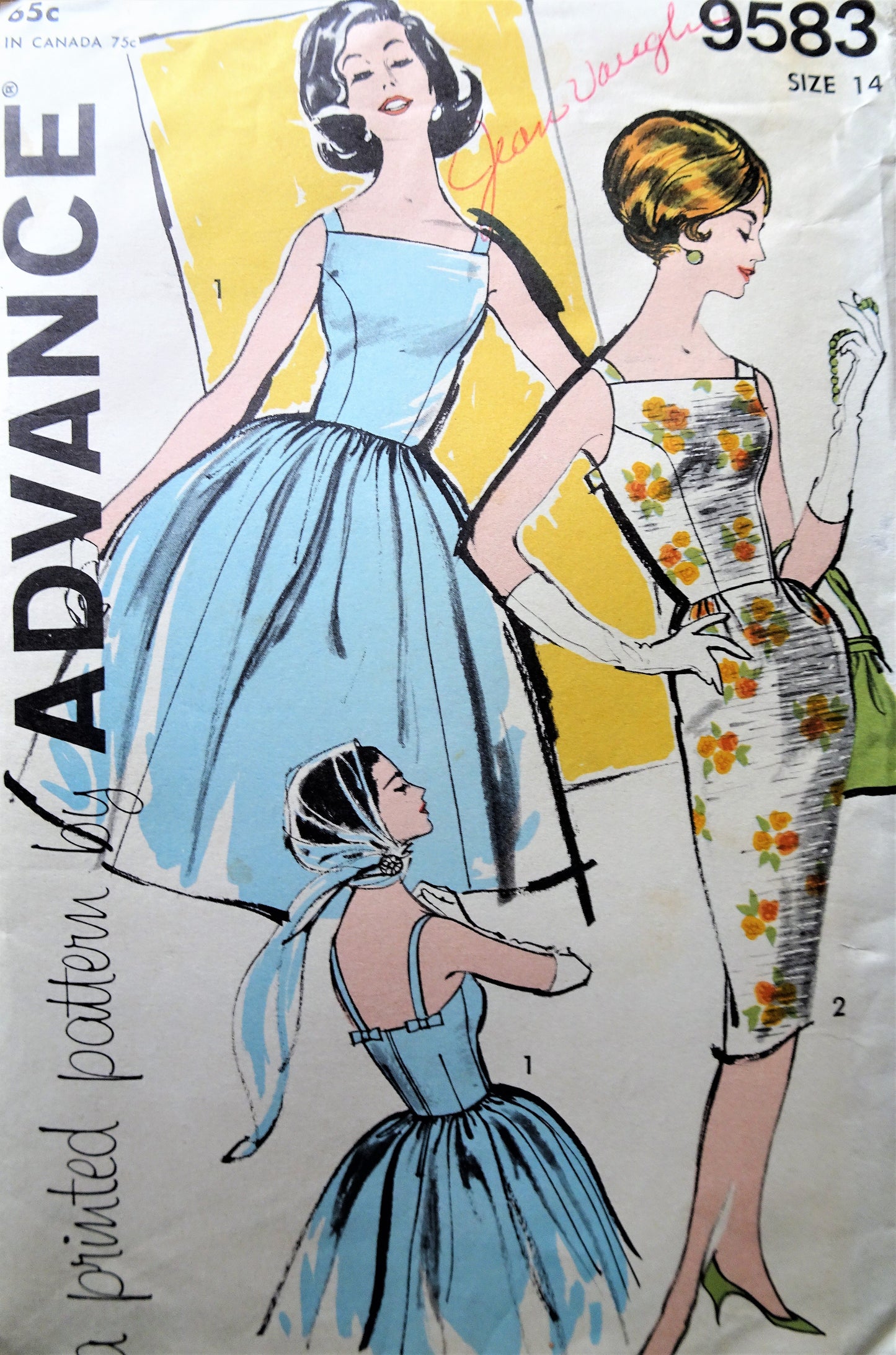Early 1960s BEAUTIFUL Party Dress or Sundress Pattern ADVANCE 9583 Lovely Full or Slim Cocktail Evening Dress Bust 34 Vintage Sewing Pattern