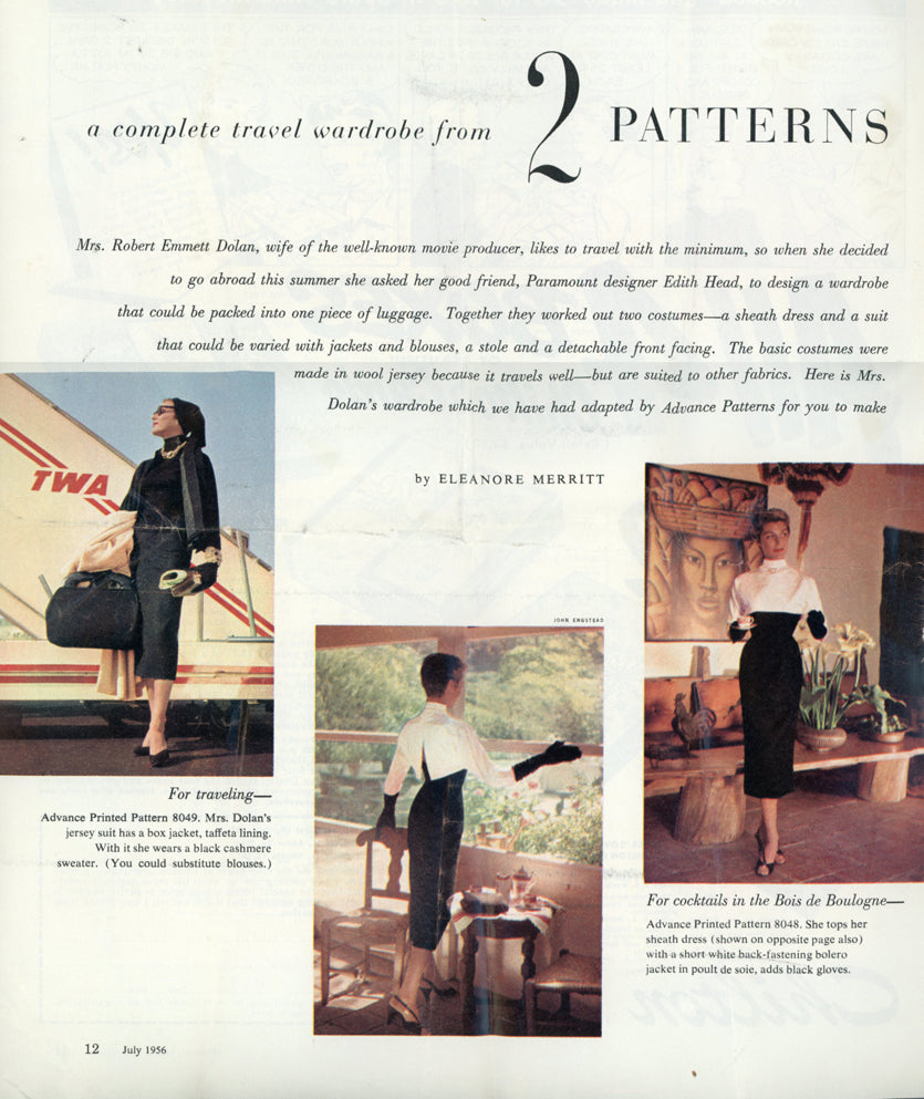 1950s EDITH HEAD Cocktail Evening Sheath Dress Pattern ADVANCE American Designer 8048 Fitted Slim Dress and Button Back Jacket Stunning Style Bust 34 Vintage Sewing Pattern