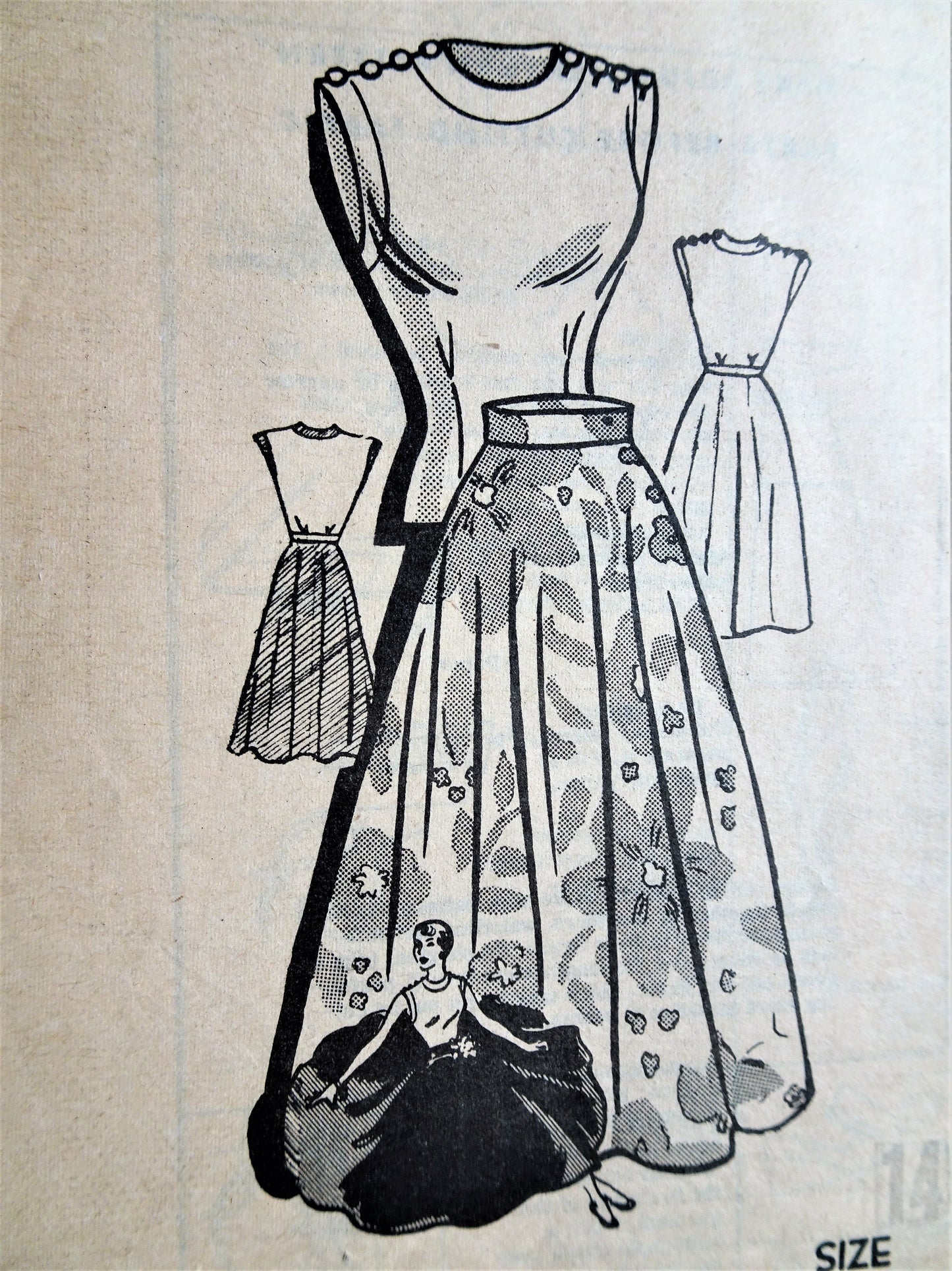LOVELY 1950s Full Circle Skirt and Blouse Pattern Mail Order 3807 Bust 32 Vintage Sewing Pattern