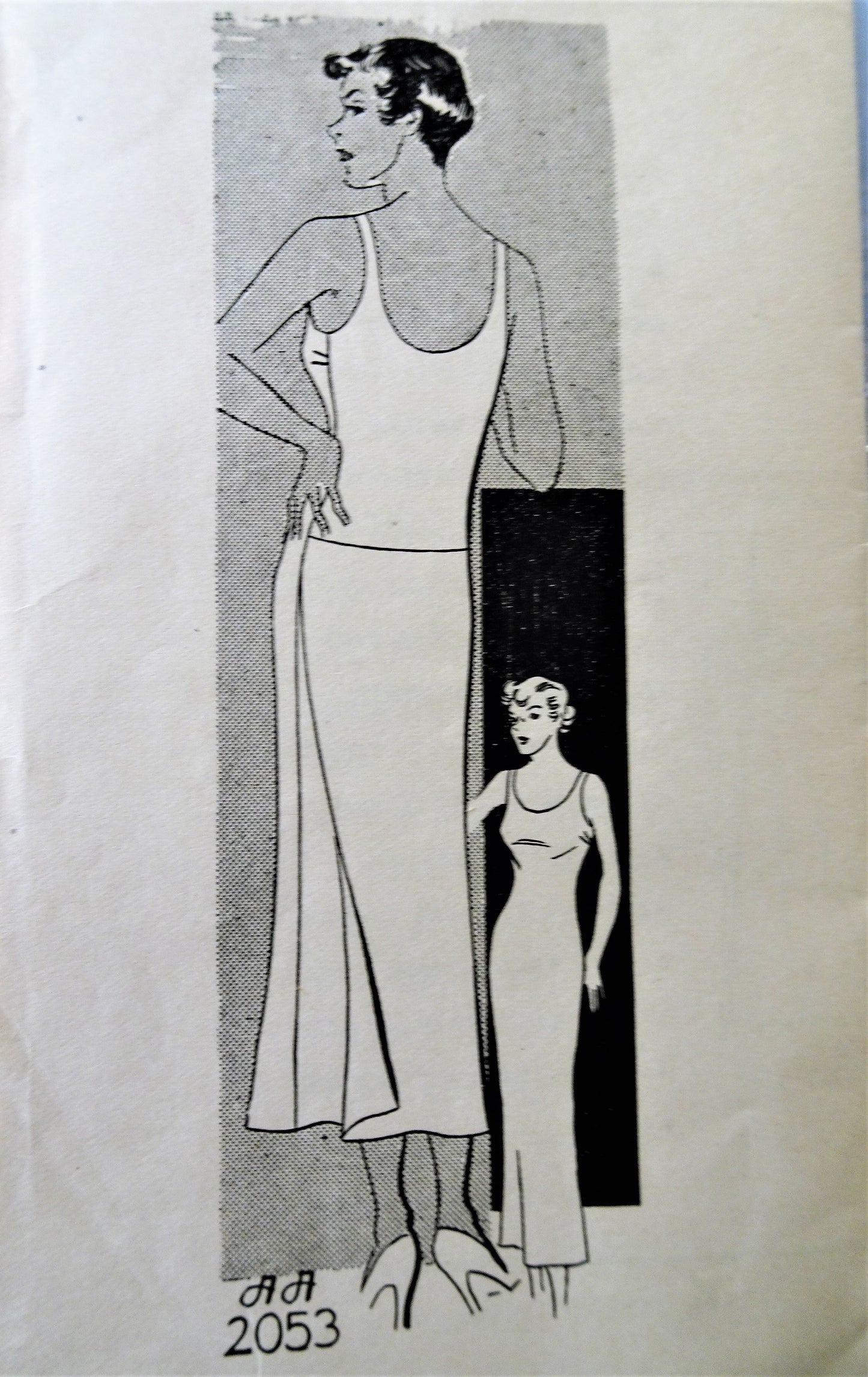 1930s SLINKY Art Deco Slip Pattern ANNE ADAMS 2053 Lovely Design, Perfect Evening Dress, Bust 42 Vintage Sewing Pattern