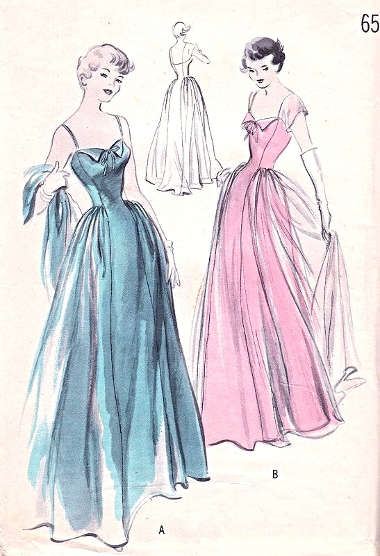 1950s DREAMY Evening Gown Pattern BOUFFANT,Fitted Bodice, Unique Design,Pure Flattery Bust 30 Butterick 5040 Vintage Sewing Pattern