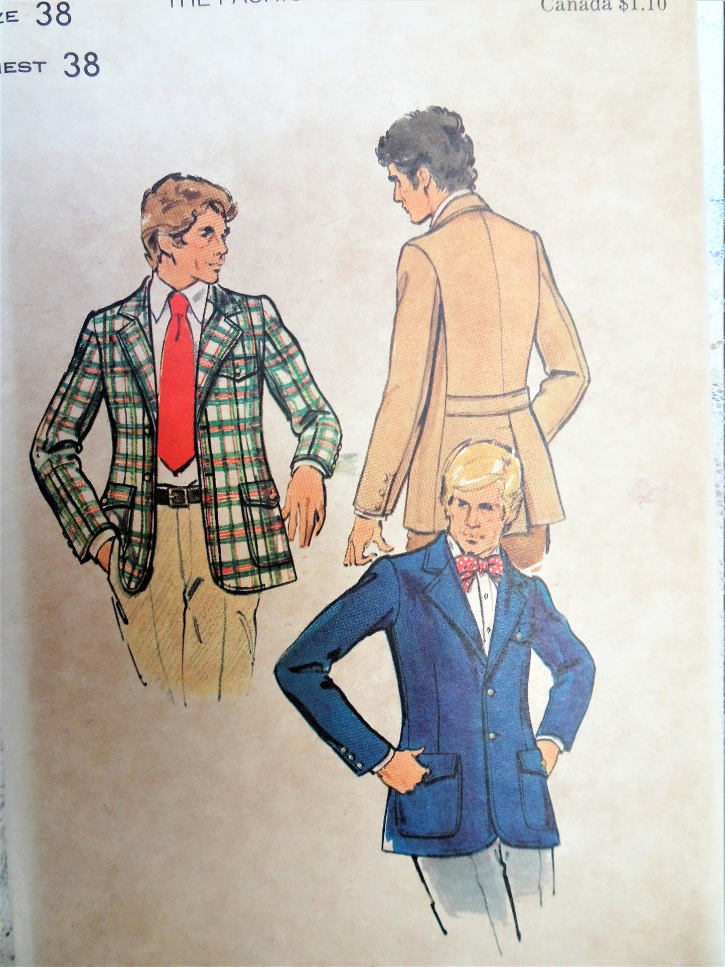 1970s RETRO Mens Blazer Jacket Pattern BUTTERICK 3020 Shaped Hemline Martindale Notched Collar Jacket Chest 38 Vintage Sewing Pattern FACTORY FOLDED