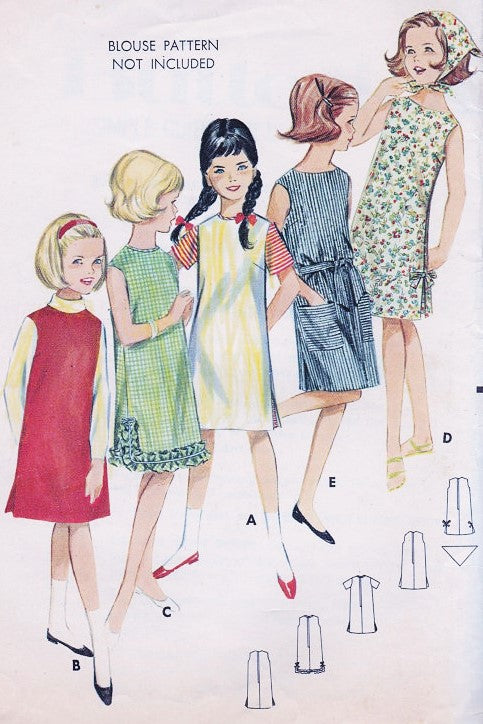 CUTE 60s Girls Shift Dress or Jumper Pattern BUTTERICK 3094 Perfect All Seasons Dress and Head Scarf Bust 32 Vintage Sewing Pattern UNCUT