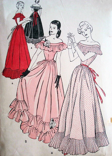 1940s BEAUTIFUL Evening Gown Pattern BUTTERICK 4602 Glamorous Off The – So Vintage Patterns